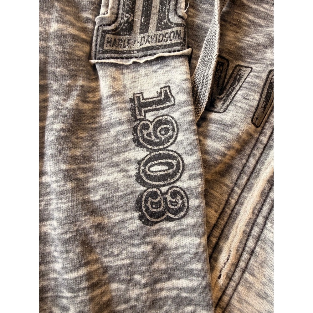 Harley Davidson Womens XL Gray Burnout Full Zip Eagle Graphic Hoodie Sweatshirt - Picture 12 of 14